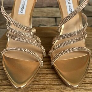 Brand New steve madden 4 Inch heels Size 7.5 Rose Gold Rhinestone "Be Amish"
